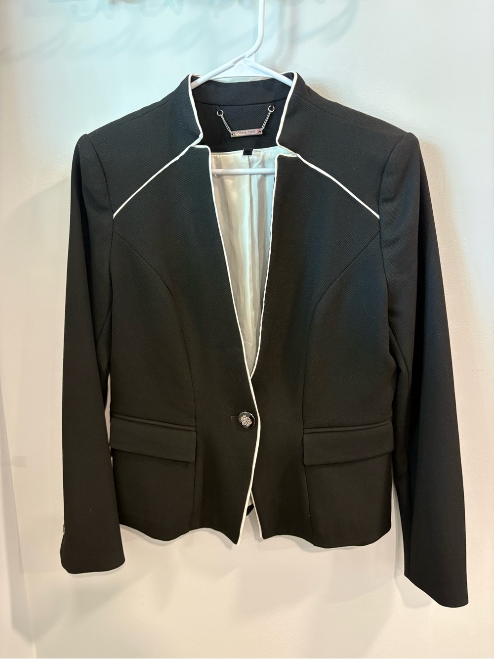 White House Black Market Black Blazer with White Trim